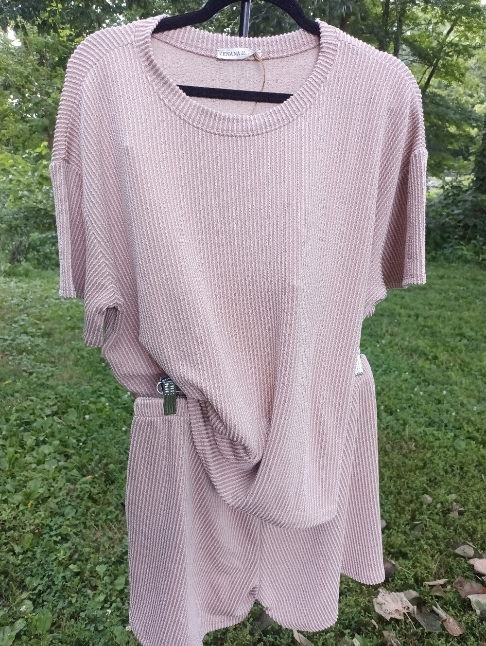 Zenana Waffle Short Set Size Large NWT
